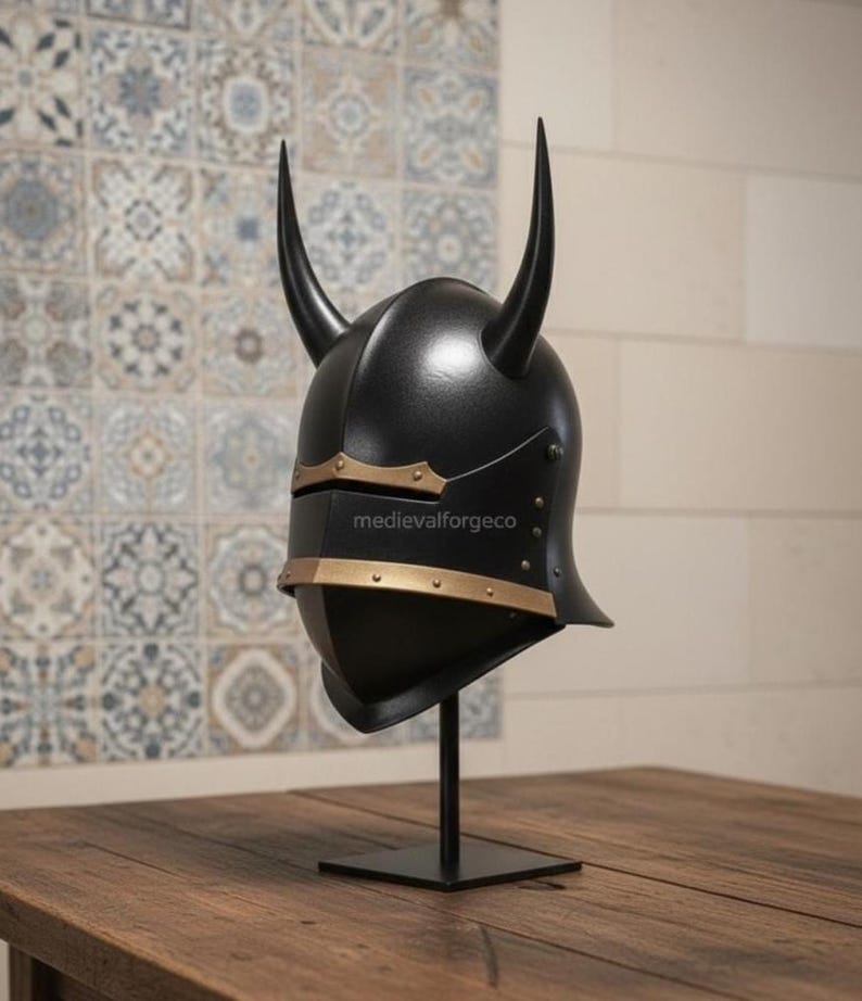 Medieval Black Gothic Knight Demon Armor with Horned Dark Fantasy Plate view 6
