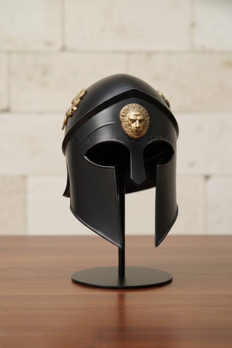 Black Spartan Gladiator Armor Set with Helmet and Roman Cuirass view 5