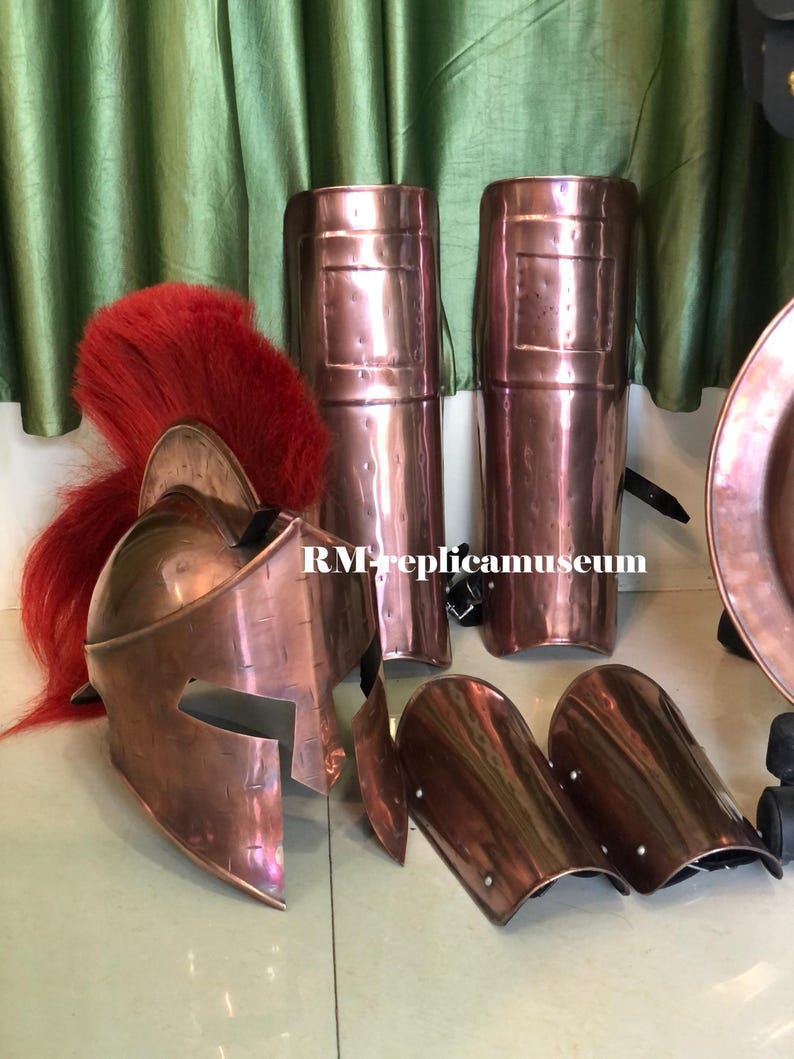 Medieval Copper Muscle Armor with 300 Spartan Full Set and Helmet view 3