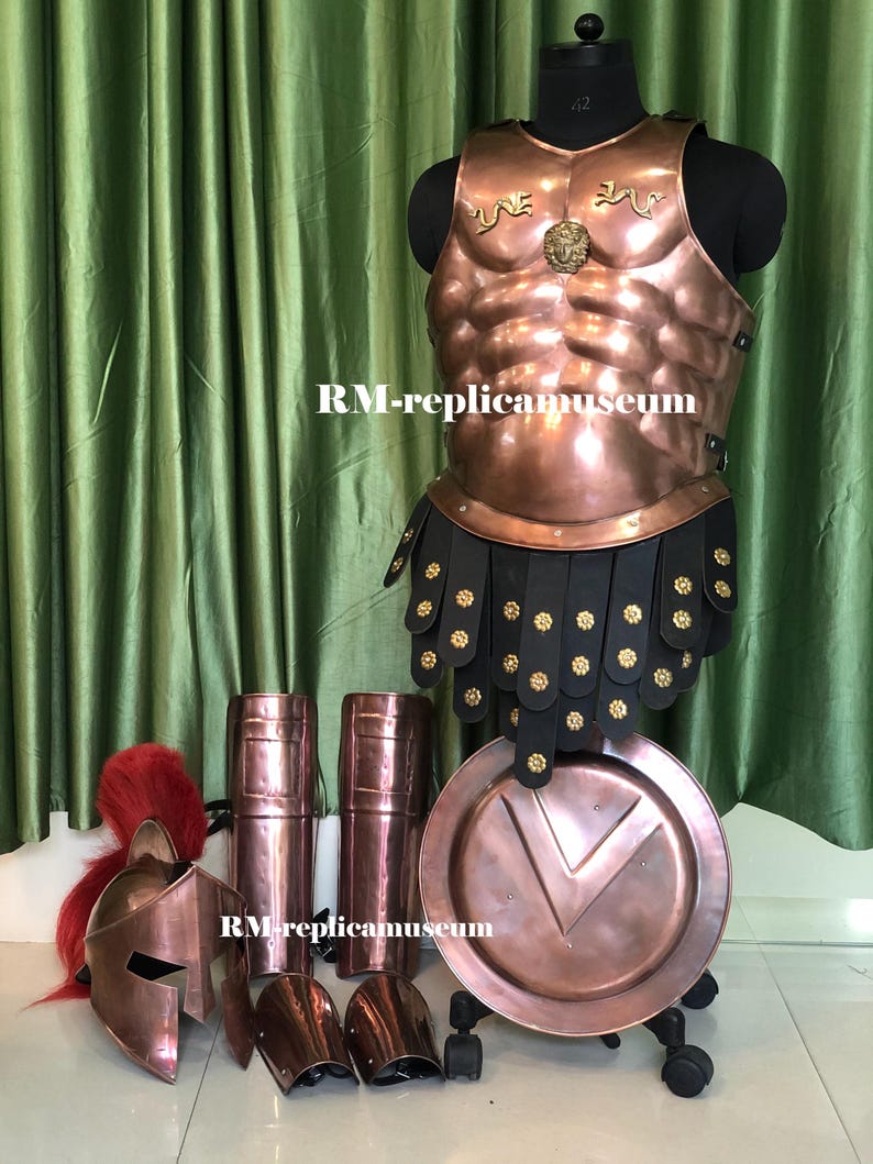 Medieval Copper Muscle Armor with 300 Spartan Full Set and Helmet view 9