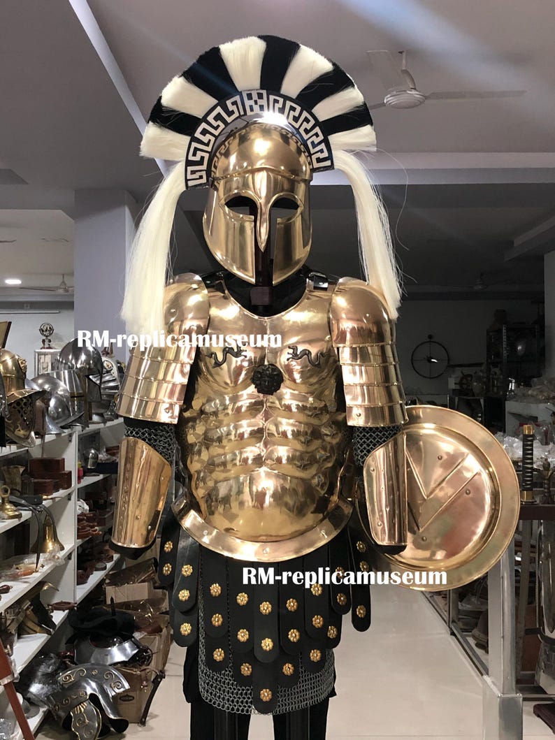 Roman Muscle Body Armor Set with Corinthian Helmet and Full Cuirass for LARP view 10