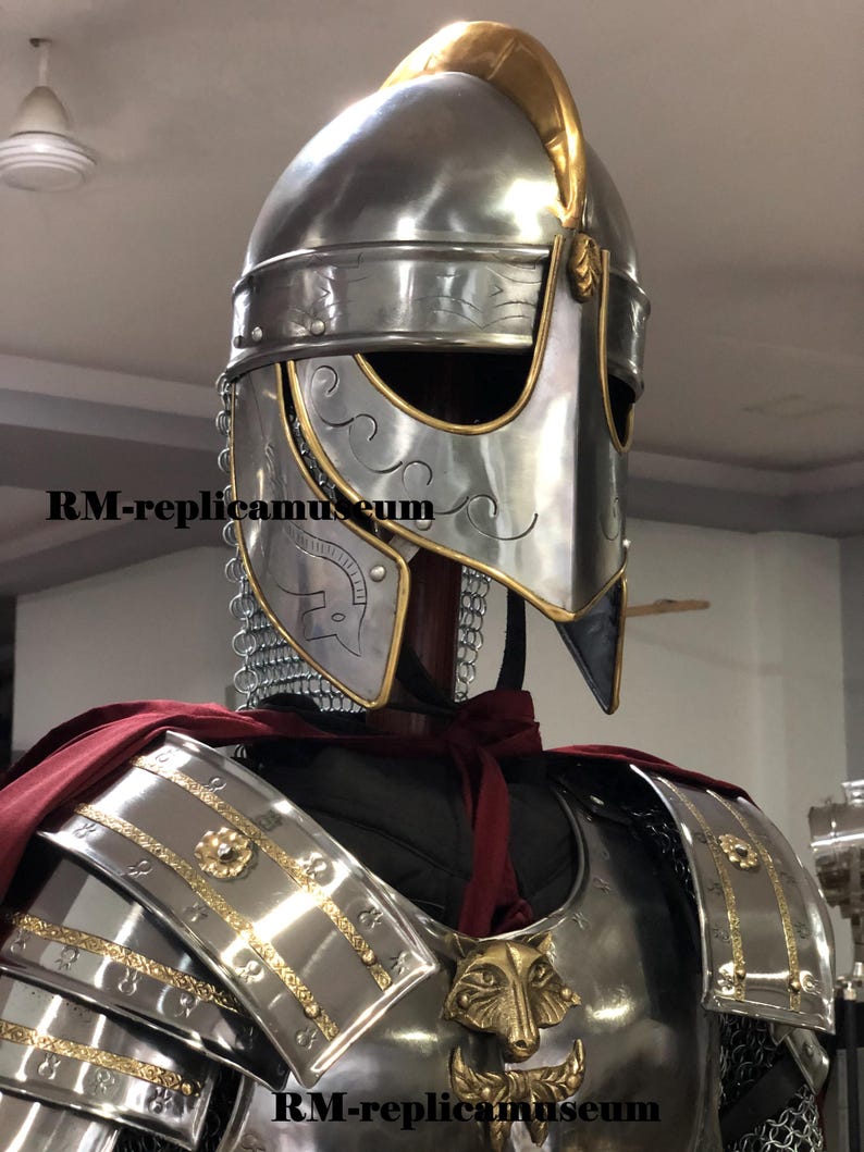 Greek Muscle Armor with Roman Cuirass and Viking Helmet Full LARP Set view 3