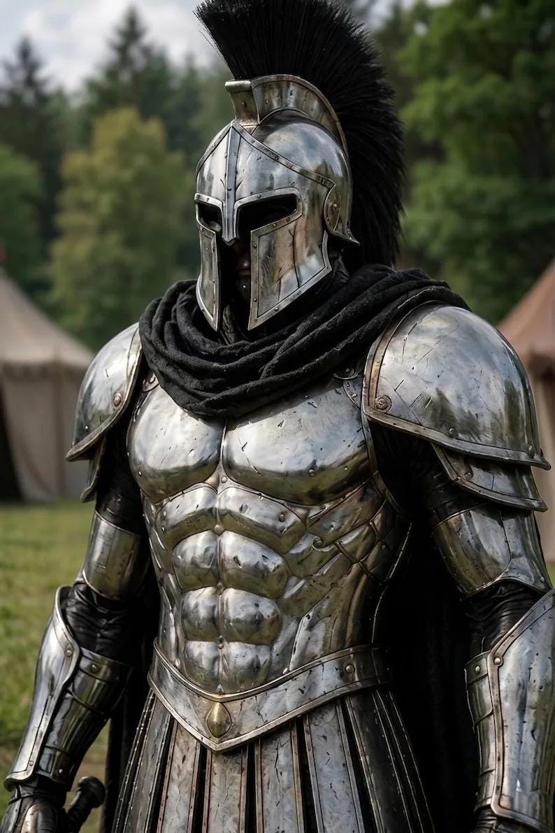 Spartan Knight Warrior Armor Suit with Greek Steel Gothic Costume view 4