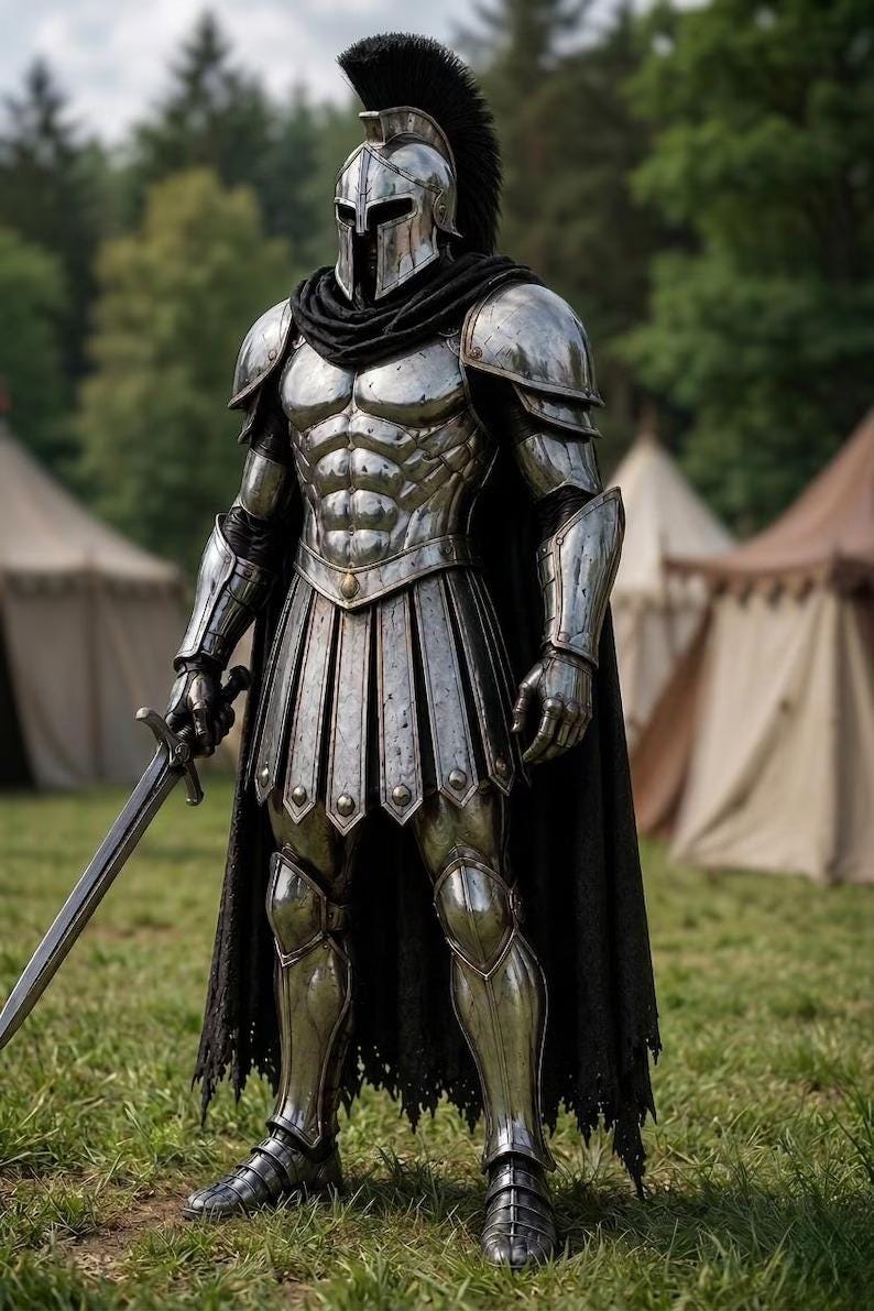 Spartan Knight Warrior Armor Suit with Greek Steel Gothic Costume view 6
