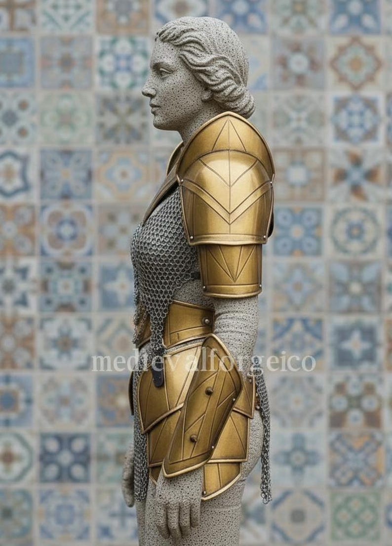 Medieval Female Knight Armor with Chainmail for LARP and Ren Faire Costume view 3