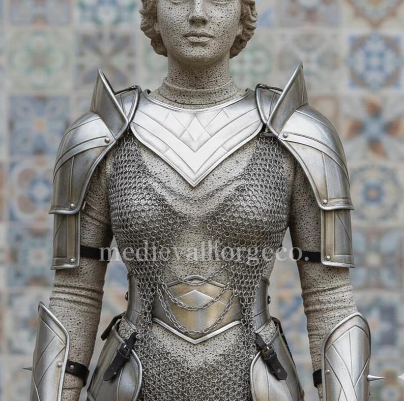 Medieval Female Knight Armor with Chainmail for LARP and Ren Faire Costume view 4