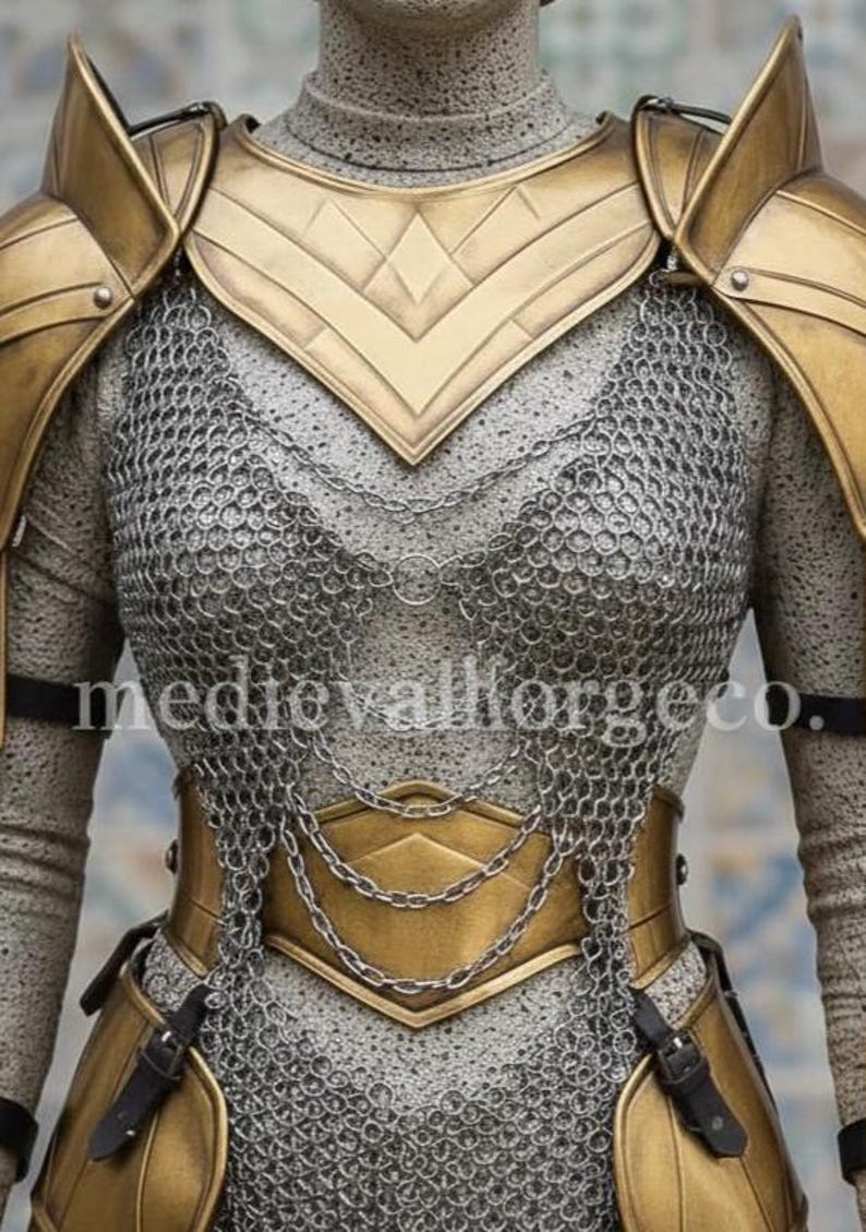 Medieval Female Knight Armor with Chainmail for LARP and Ren Faire Costume view 6