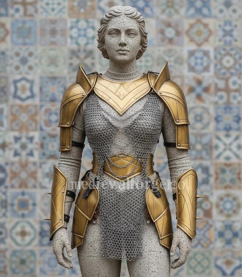 Medieval Female Knight Armor with Chainmail for LARP and Ren Faire Costume view 10