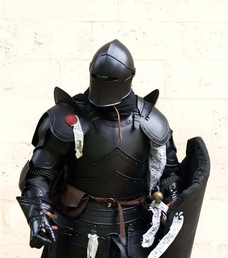 Medieval Knight Barbuta Full Armor with Crusader Wearable Costume view 5