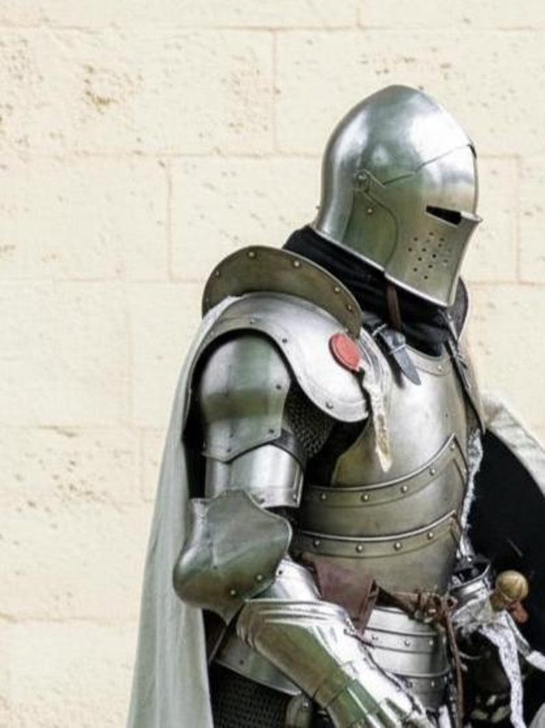 Medieval Knight Barbuta Full Armor with Crusader Wearable Costume view 7