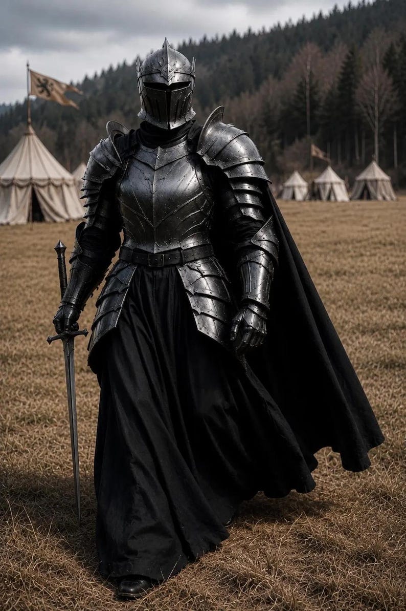 Dark Knight Gothic Full Plate Armor for LARP Costume view 3