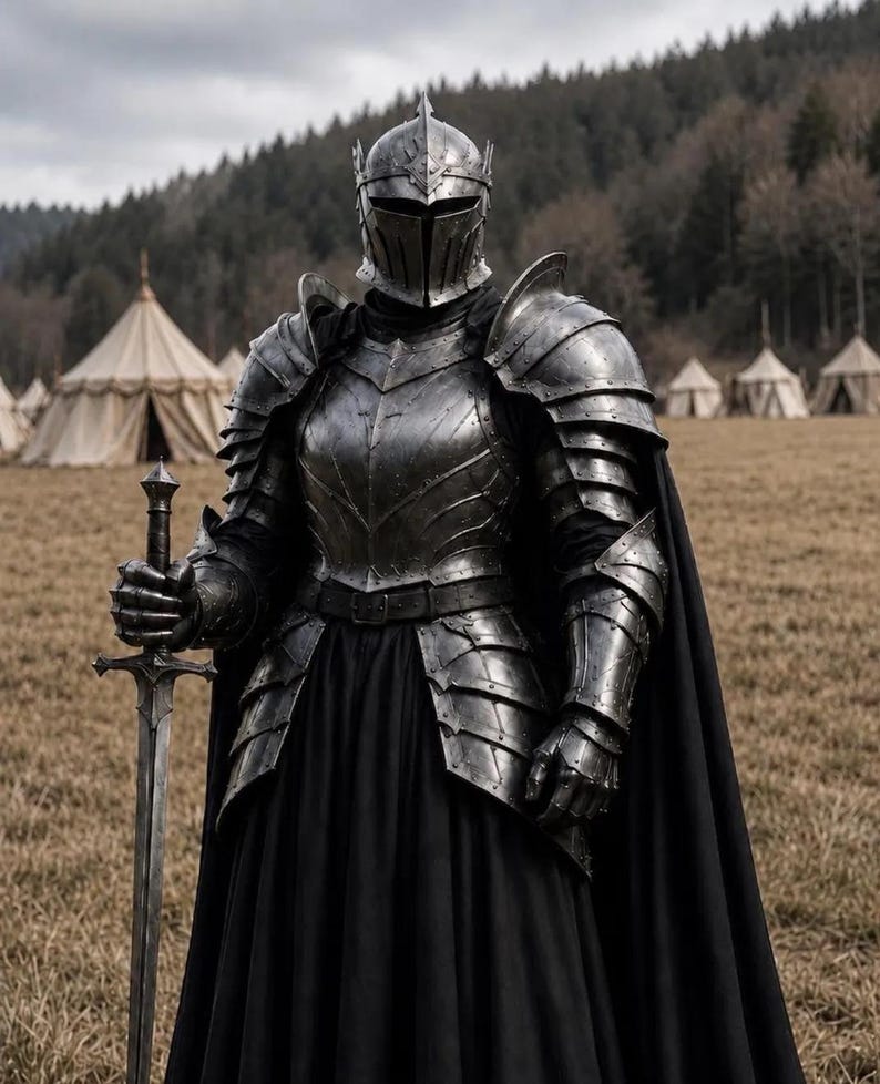 Dark Knight Gothic Full Plate Armor for LARP Costume view 6