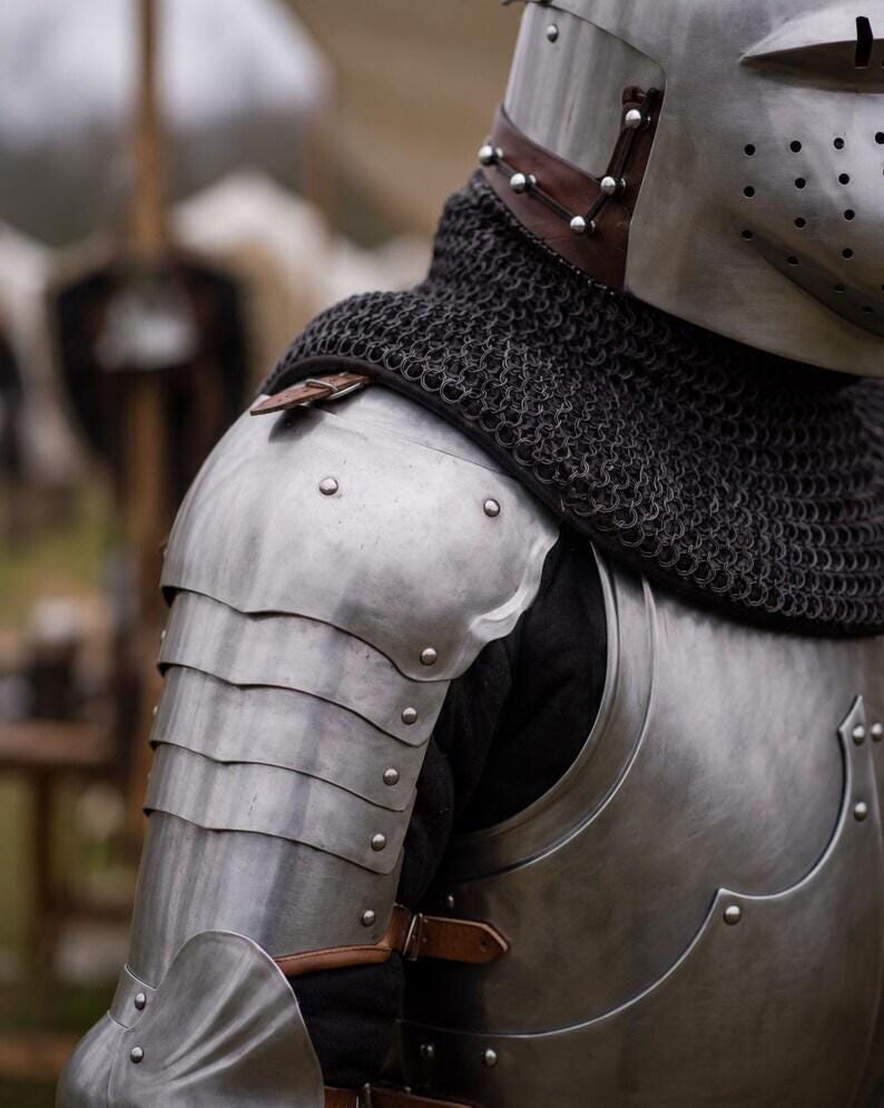 Buhurt Knight Armor with Hounskull Helmet and SCA Steel Suit view 2