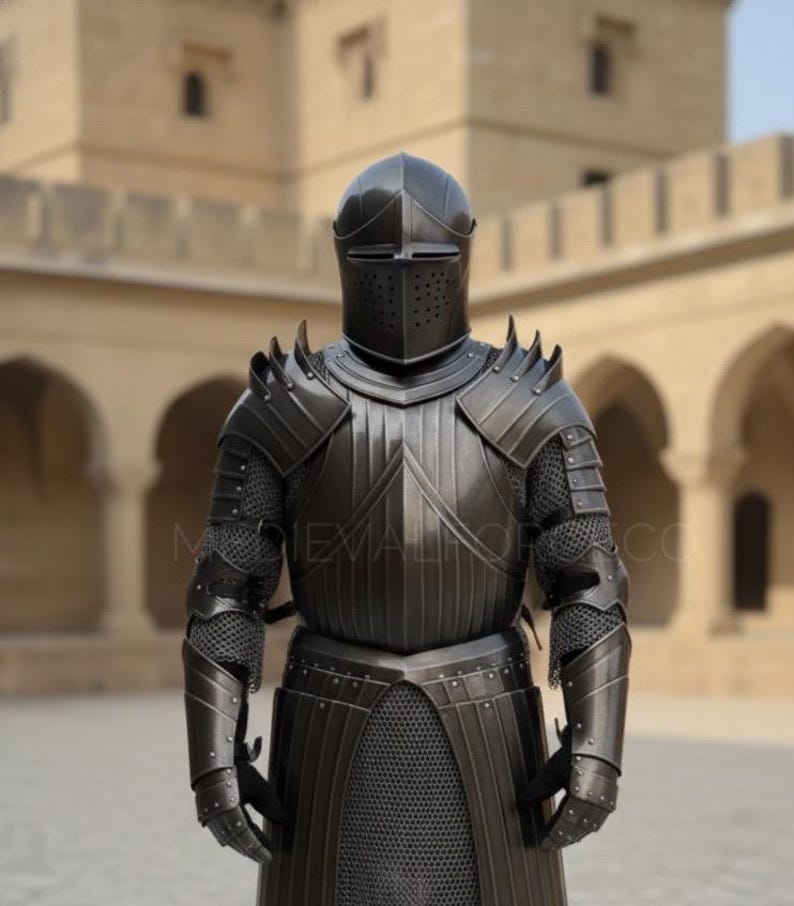 Handmade Medieval Full Plate Knight Armor for Reenactment and Display view 2