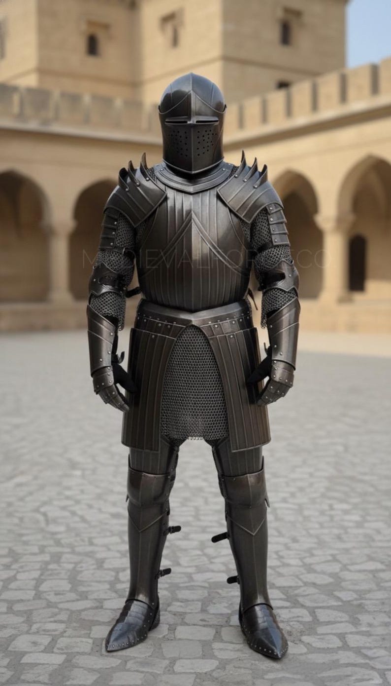 Handmade Medieval Full Plate Knight Armor for Reenactment and Display view 5