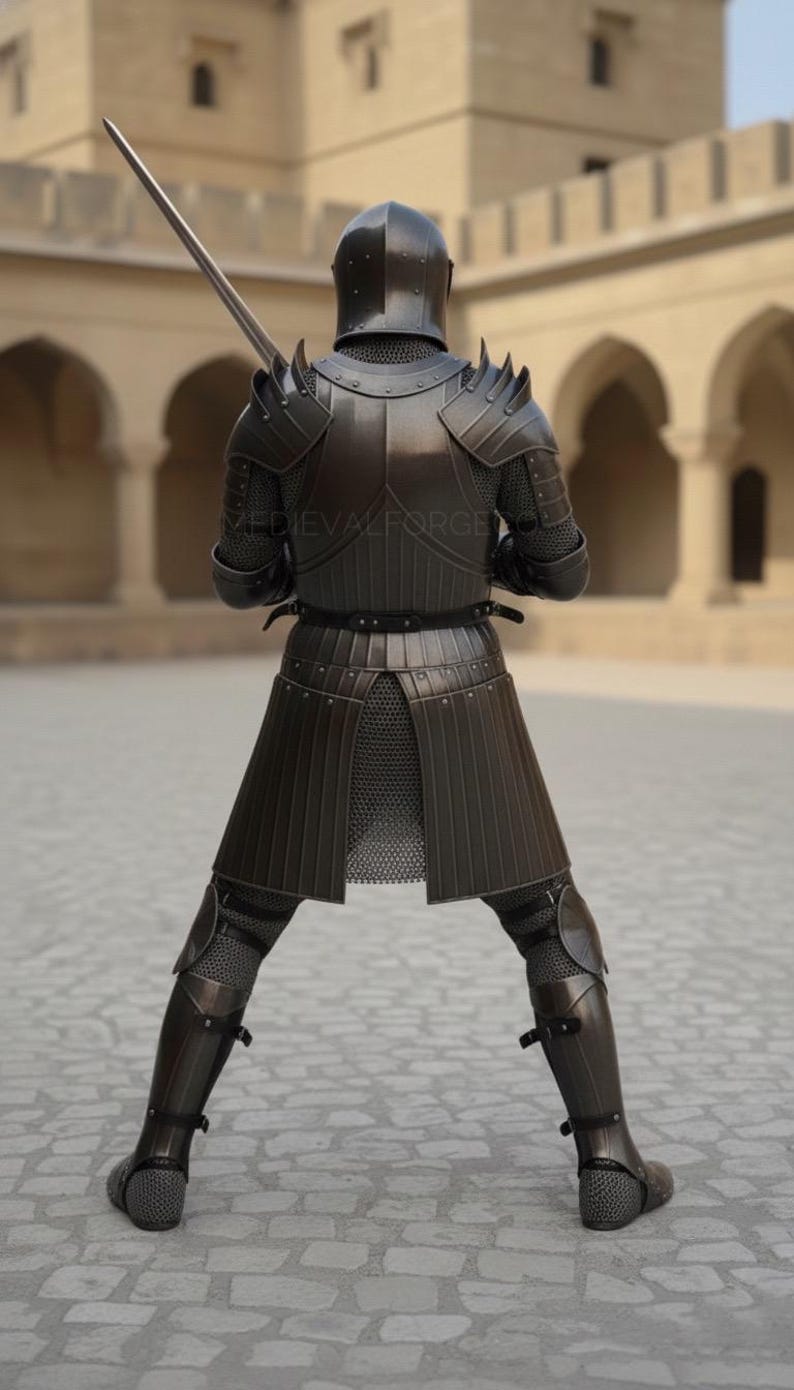 Handmade Medieval Full Plate Knight Armor for Reenactment and Display view 7