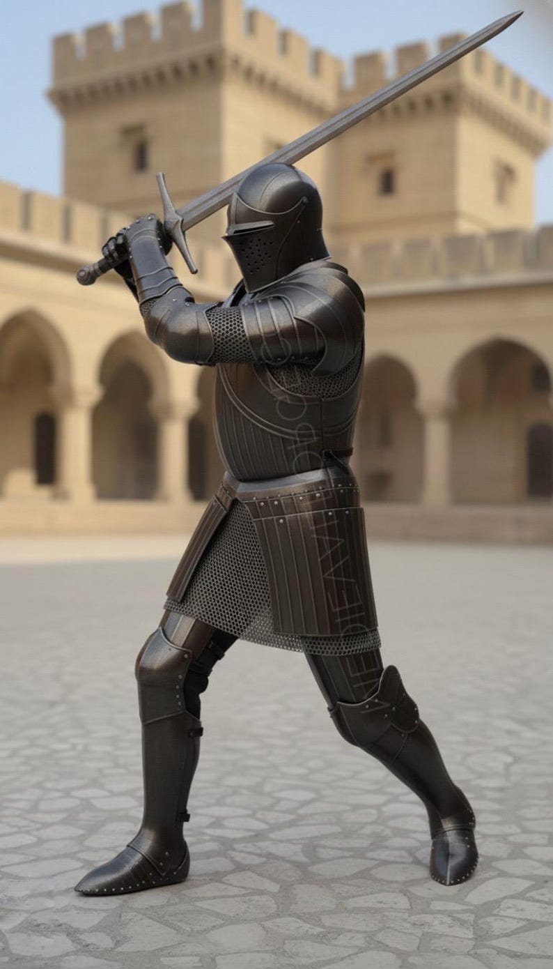 Handmade Medieval Full Plate Knight Armor for Reenactment and Display view 9