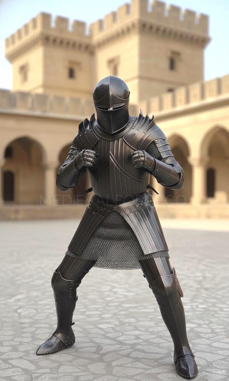 Handmade Medieval Full Plate Knight Armor for Reenactment and Display view 11