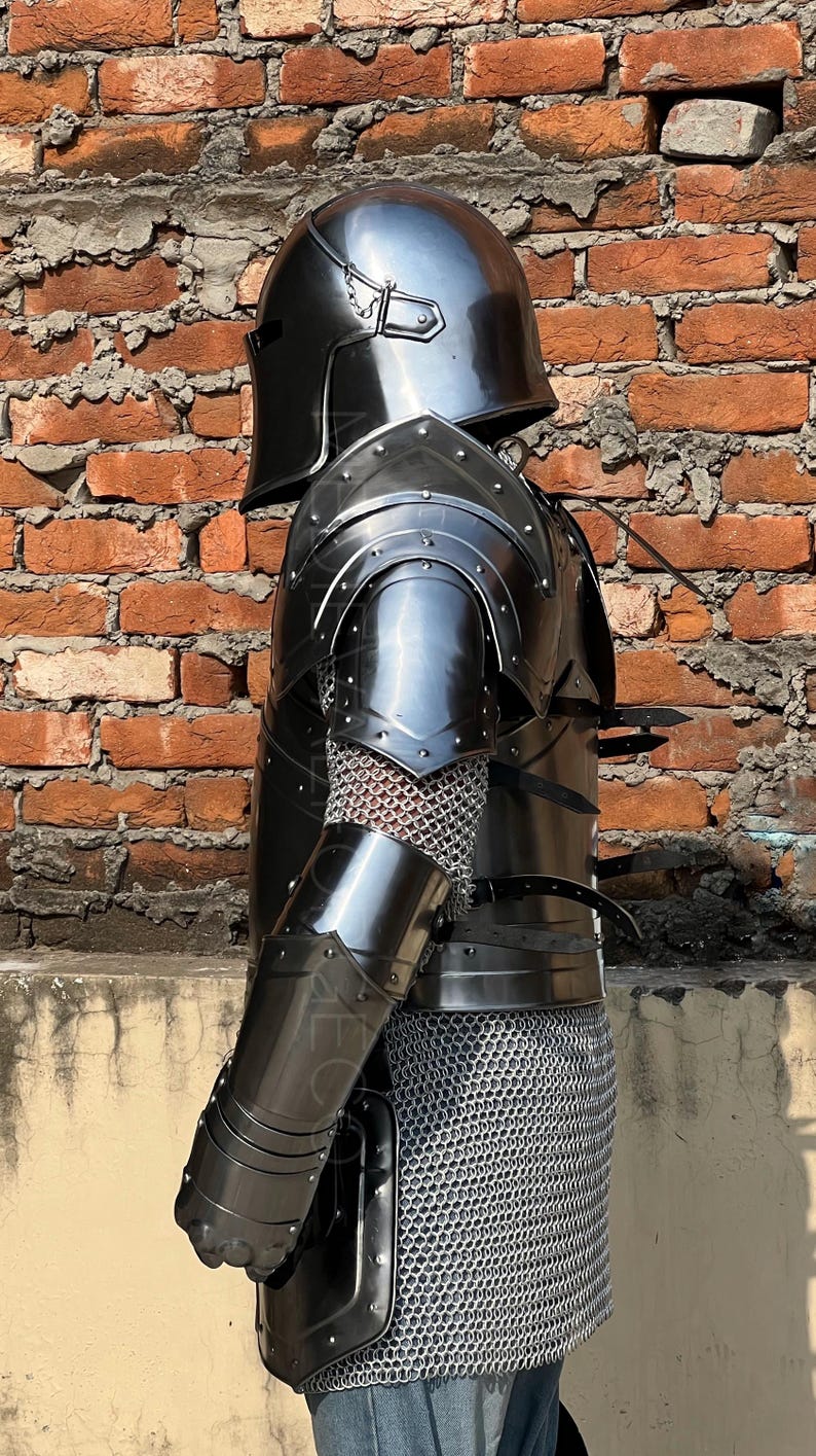 Barbuta Knight Armor Set with Handmade Steel for LARP and Display view 3