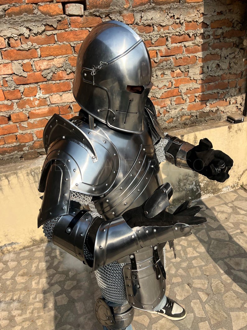 Barbuta Knight Armor Set with Handmade Steel for LARP and Display view 6