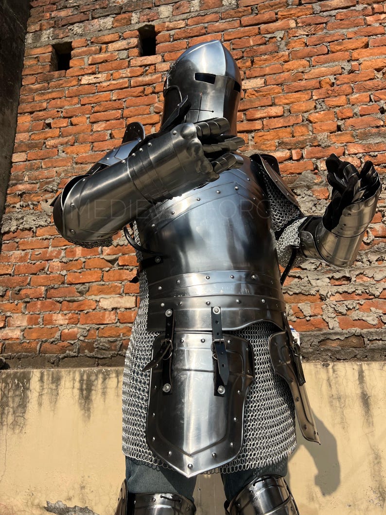 Barbuta Knight Armor Set with Handmade Steel for LARP and Display view 7
