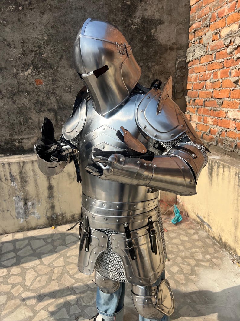 Barbuta Knight Armor Set with Handmade Steel for LARP and Display view 8
