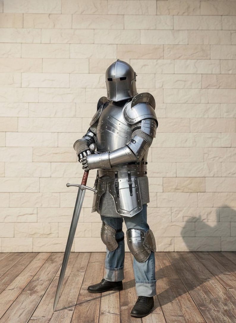 Barbuta Knight Armor Set with Handmade Steel for LARP and Display view 11