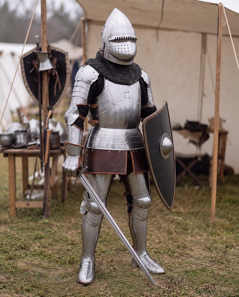 Medieval Buhurt Combat Armor with Full Heavy Steel SCA HMB view 2