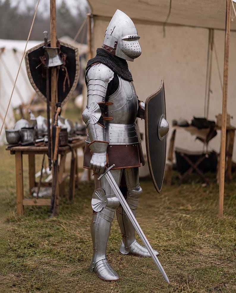 Medieval Buhurt Combat Armor with Full Heavy Steel SCA HMB view 4