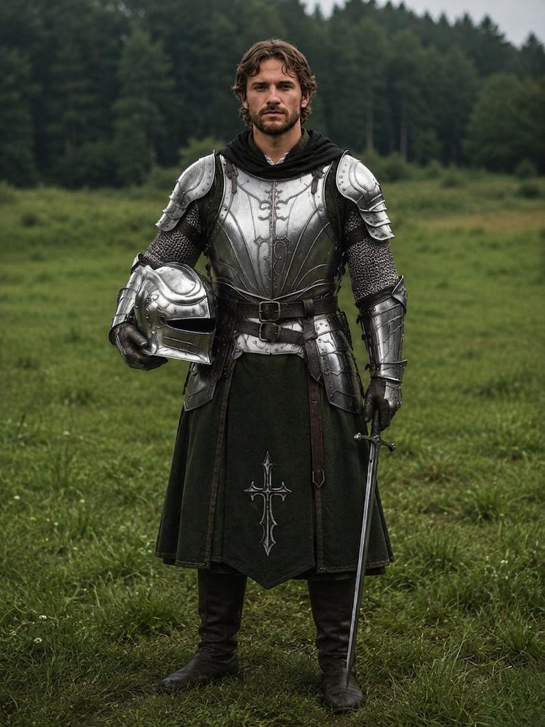 Black Knight Engraved Armor Suit with Gothic Renaissance LARP view 4