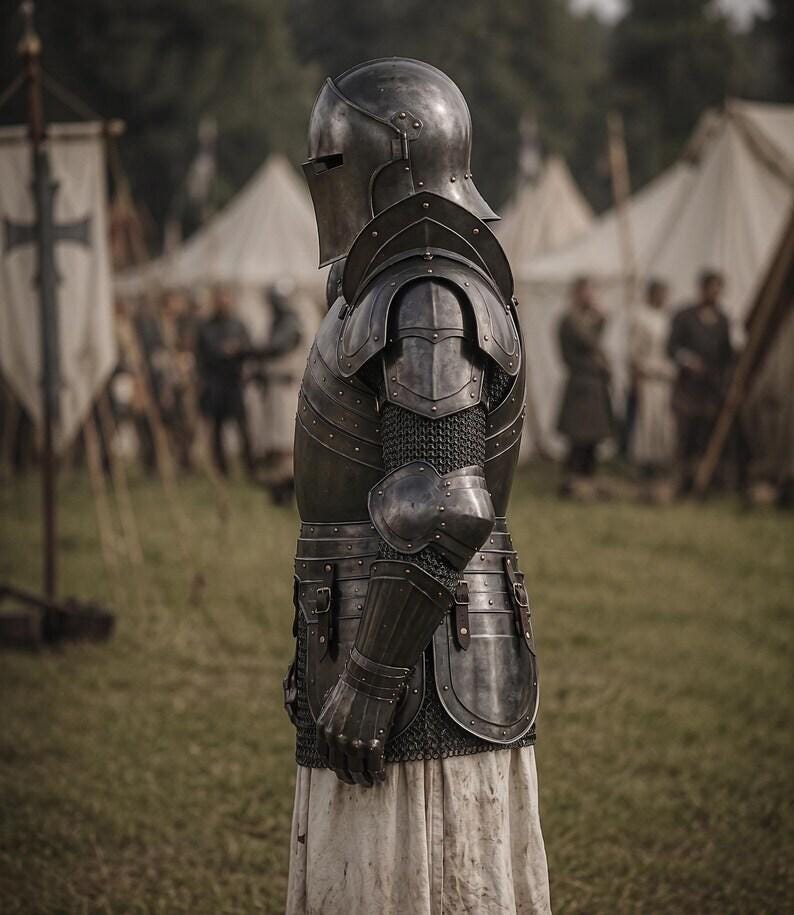 Barbuta Knight Armor Suit with Undercloth for Gothic Wearable Cosplay view 2