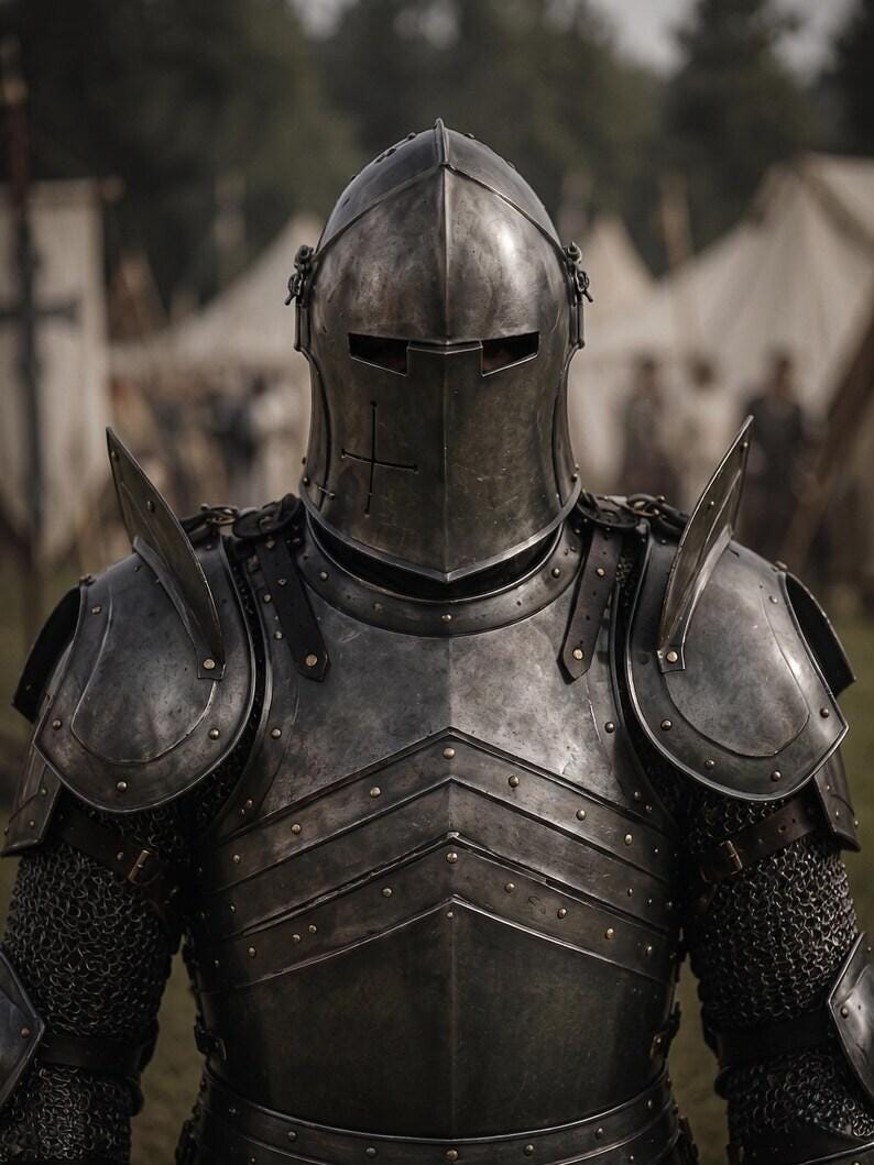 Barbuta Knight Armor Suit with Undercloth for Gothic Wearable Cosplay view 4