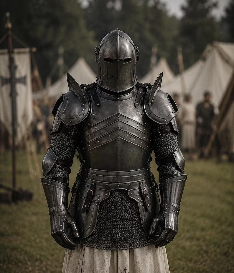 Barbuta Knight Armor Suit with Undercloth for Gothic Wearable Cosplay view 9