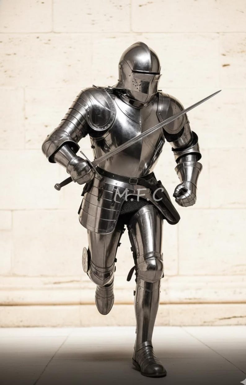 Medieval Knight Full Suit Steel Armor with Wearable Gothic LARP view 3