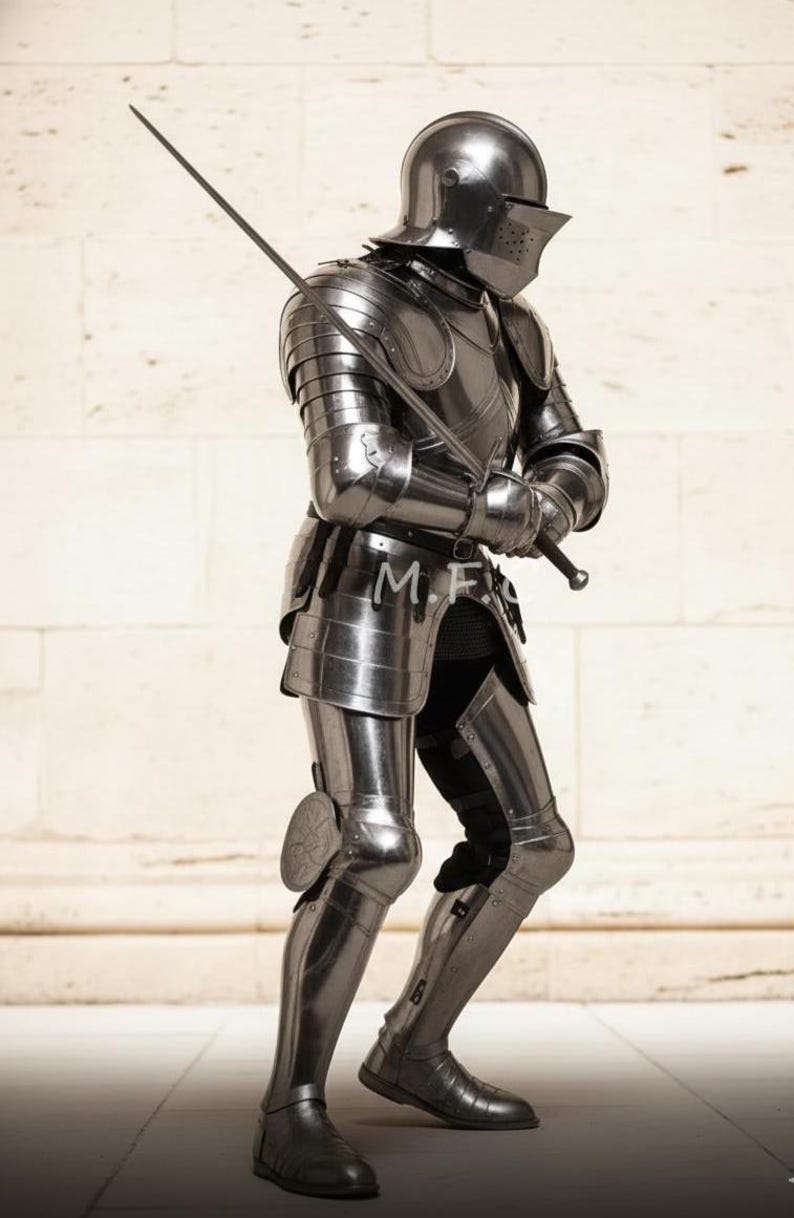 Medieval Knight Full Suit Steel Armor with Wearable Gothic LARP view 6