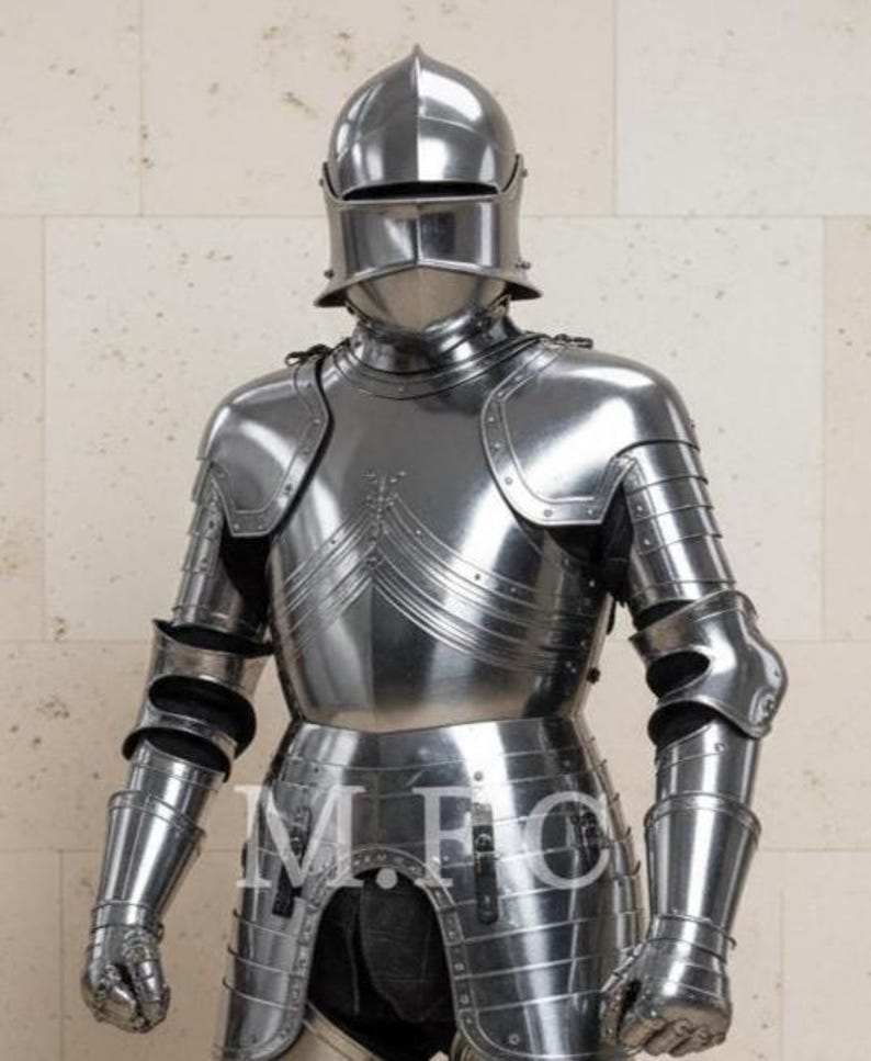 Medieval Knight Full Suit Steel Armor with Wearable Gothic LARP view 8