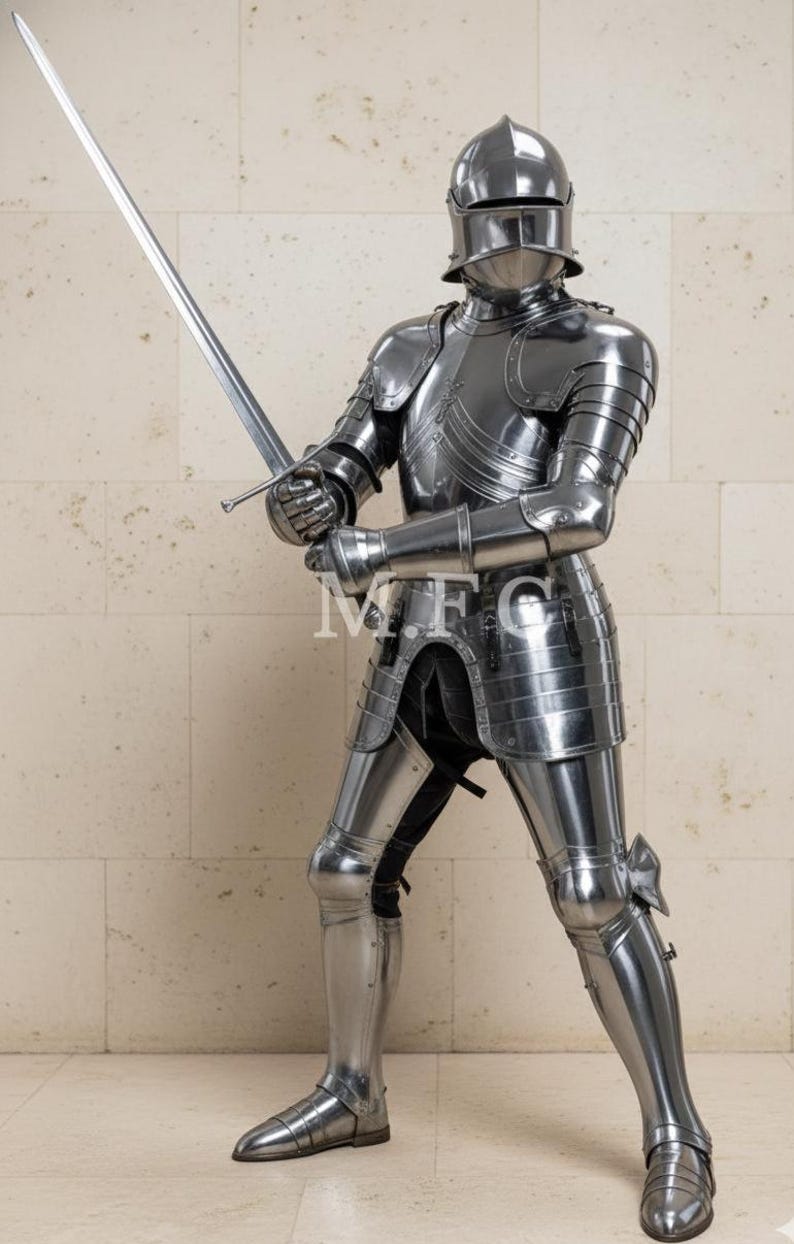 Medieval Knight Full Suit Steel Armor with Wearable Gothic LARP view 10