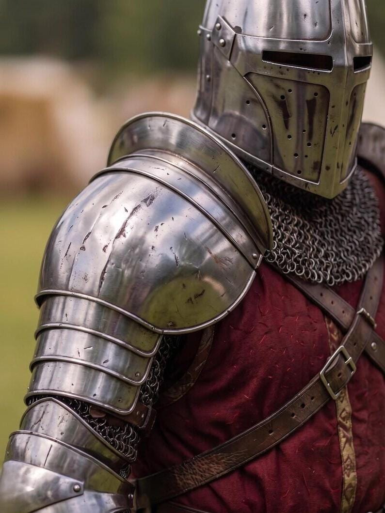 Templar Knight Armor Suit with Crusader Steel Gothic LARP Costume view 4