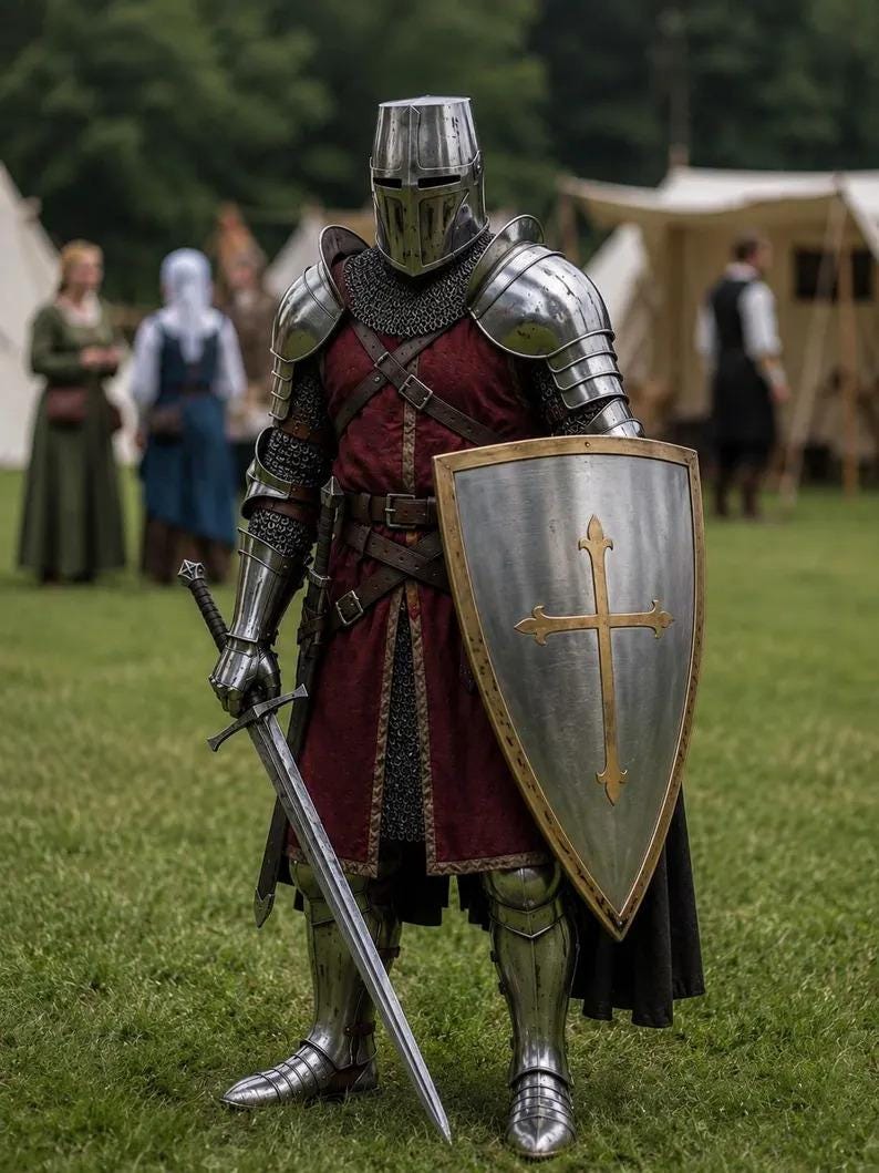 Templar Knight Armor Suit with Crusader Steel Gothic LARP Costume view 7