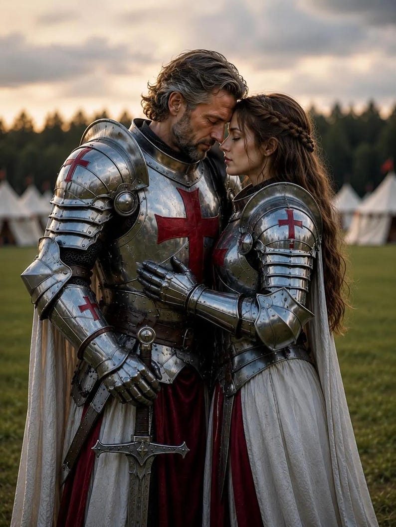 Medieval Templar Knight Armor with Cloth and Crusader Gothic LARP view 8