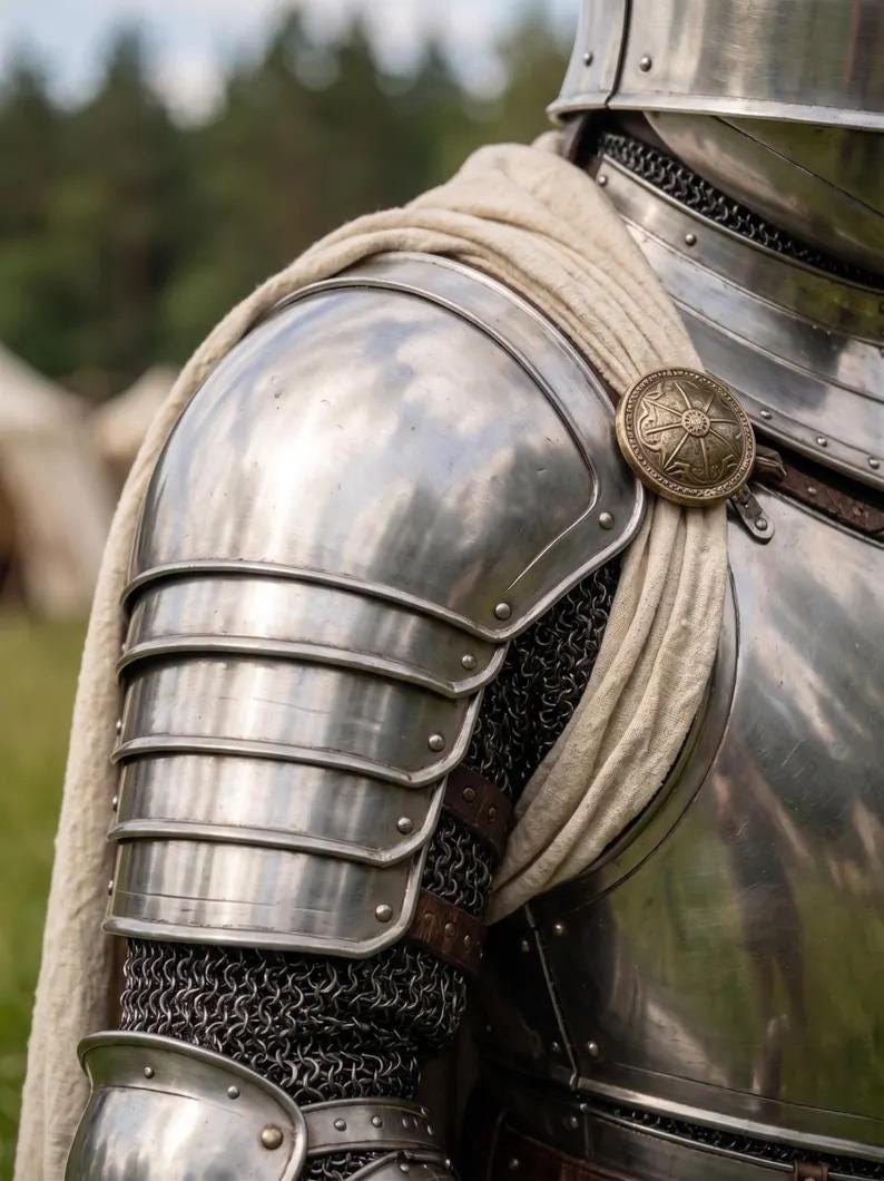 Medieval Knight Armor with Gothic LARP Renaissance Crusader Wearable view 3