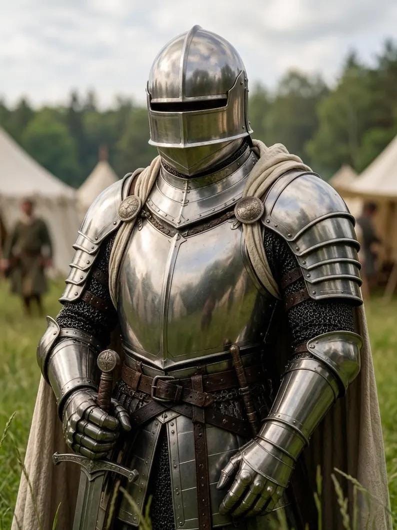 Medieval Knight Armor with Gothic LARP Renaissance Crusader Wearable view 8