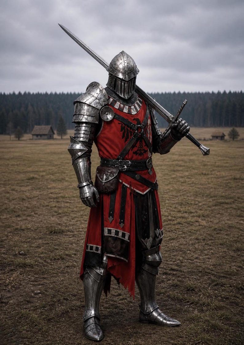 Medieval Knight Gothic Armor with Full Crusader LARP Renaissance Outfit view 5