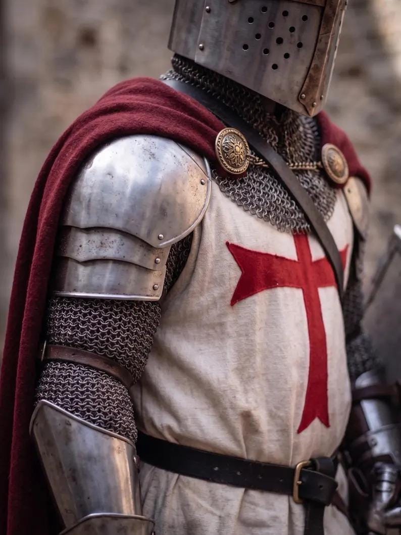 Medieval Templar Crusader Knight Armor with Wearable LARP Renaissance view 2