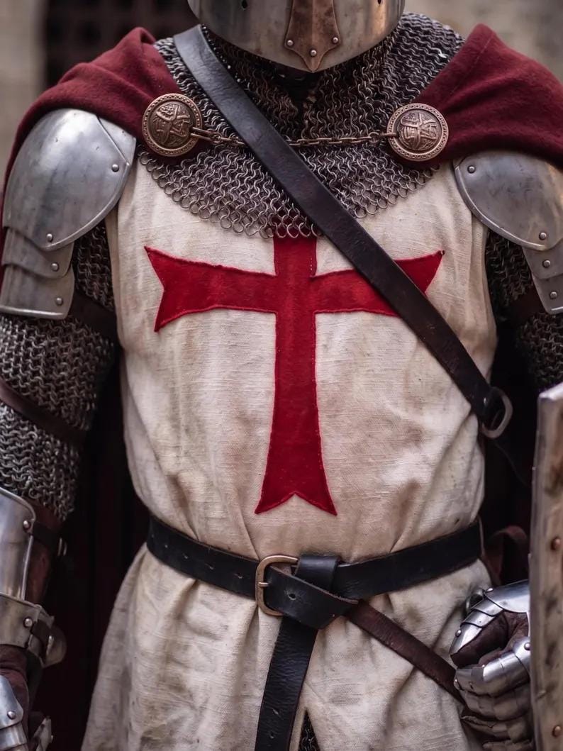 Medieval Templar Crusader Knight Armor with Wearable LARP Renaissance view 3