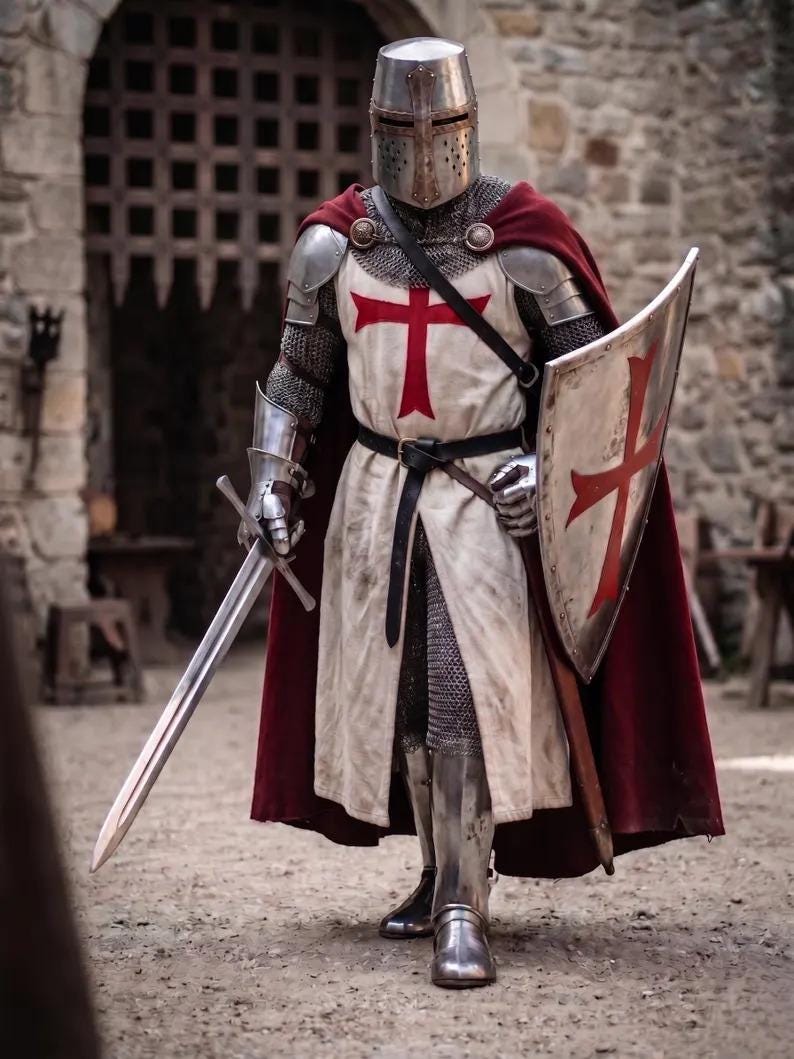 Medieval Templar Crusader Knight Armor with Wearable LARP Renaissance view 7