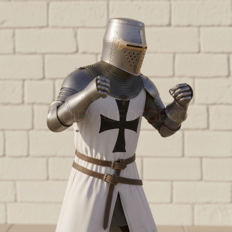 Iron Templar Crusader Armor Set with Handmade Steel and Chainmail view 5