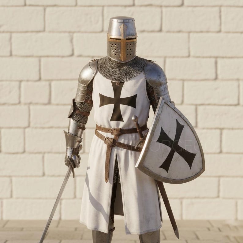 Iron Templar Crusader Armor Set with Handmade Steel and Chainmail view 8