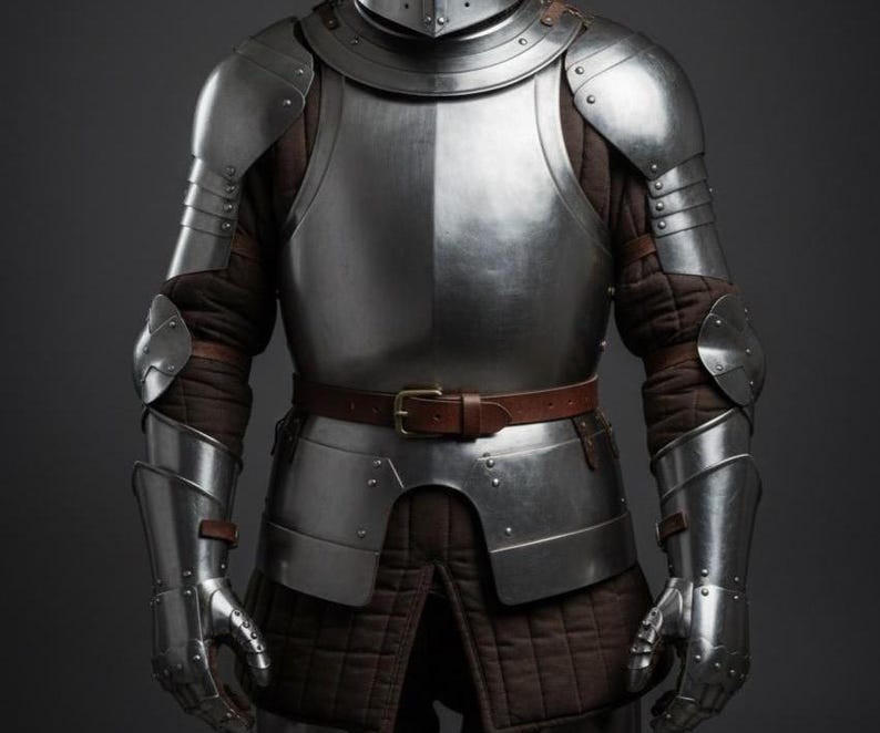 Handmade Steel Knight Armor with Wearable Crusader LARP Battle view 5