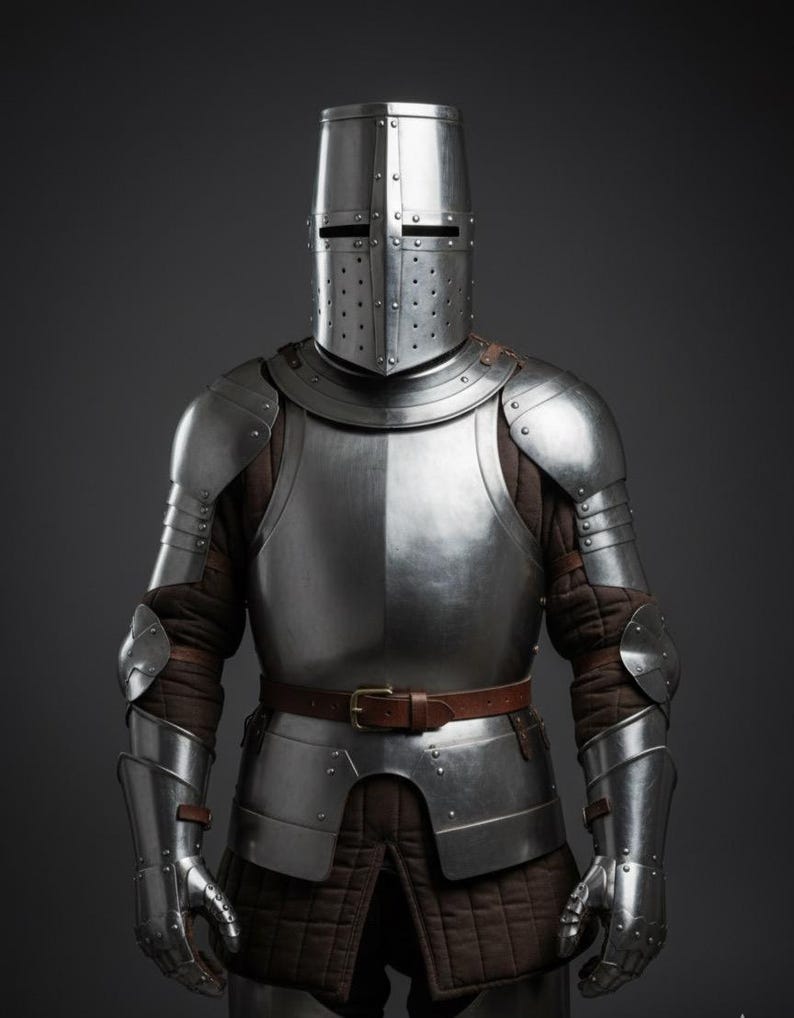 Handmade Steel Knight Armor with Wearable Crusader LARP Battle view 7